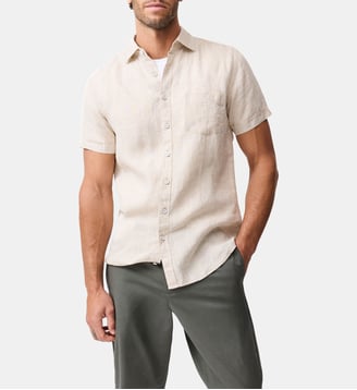 Chemise slim en lin manches courtes Palm Beach - Rodd & Gunn - Flocon d'avoine