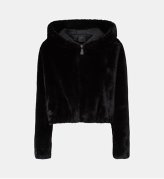 Blouson cropped en fourrure synthétique - Pinko - Limousine noire