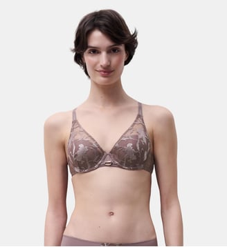 Soutien-gorge spacer plongeant broderie florale - Chantelle - Muscade