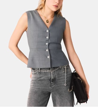 Veston de tailleur à boutons bijoux - Maje - Gris