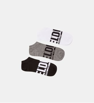 Lot de trois paires de chaussettes basses avec logo - Diesel - Blanc gris