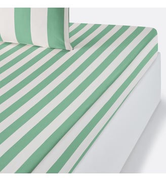Drap-housse en coton bonnet 25 cm - La Redoute Interieurs - Rayé vert