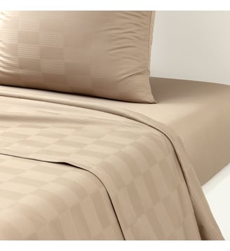 Drap plat en satin de coton - Desforges - Marron clair