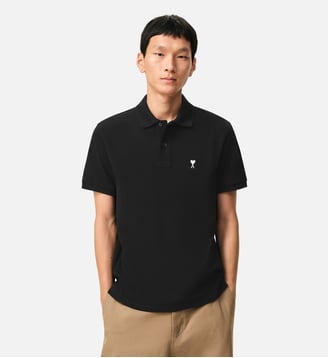 Polo  Ami De Coeur Contrasté En Coton - AMI Paris - Noir et blanc crème