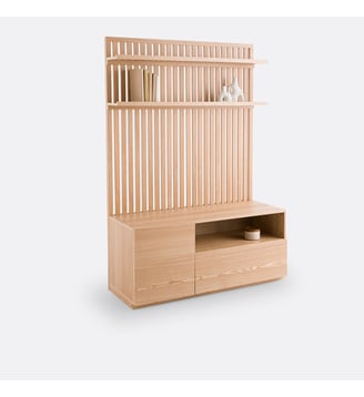 Meuble TV Hifi en frêne massif et plaqué - La Redoute Interieurs - Naturel