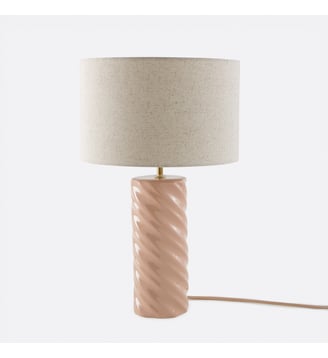 Lampe à poser céramique et lin - La Redoute Interieurs - Vieux rose
