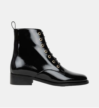 Boots Plates Doria Cuir Verni Froissé - Bobbies - Noir