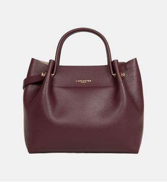 Grand sac cabas épaule Foulonné Double LOUISA en cuir - Lancaster - Bordeaux foncé