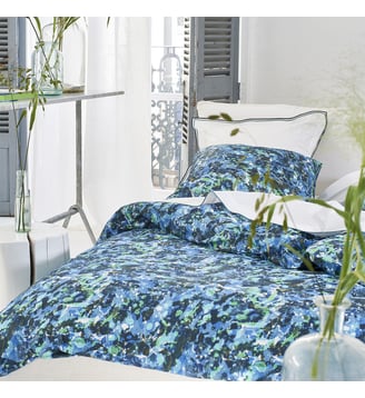 Housse de couette imprimée en percale de coton, DELAHAYE - Designers Guild - Bleu