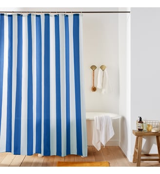 Rideau de douche rayé - La Redoute Interieurs - Bleu nautique et blanc