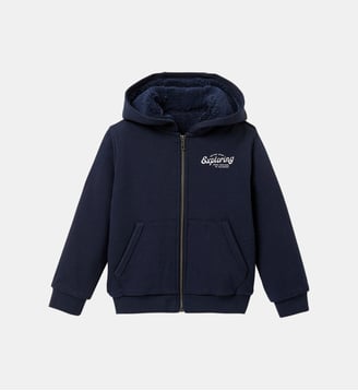 Sweat zippé doublé sherpa Garçon - Cyrillus - Marine
