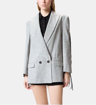 Veste croisée à franges - Pinko - Noir et blanc