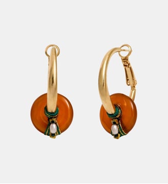 Boucles d'oreilles fines créoles   - Babylone - Satellite - Orange