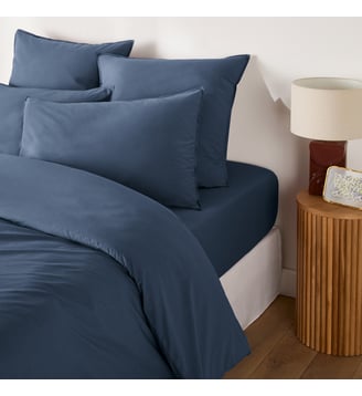 Housse de couette unie en coton lavé - La Redoute Interieurs - Bleu denim