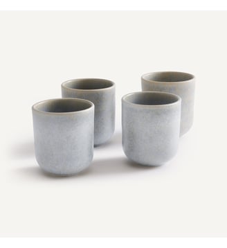 Lot de 4 tasses en grès émaillé mat - AM.PM - Bleu clair