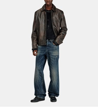 Veste coach en cuir traité - Diesel - Marron