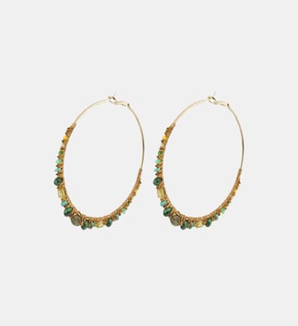 Boucles d'oreilles larges créoles   - Iancura - Satellite - Vert