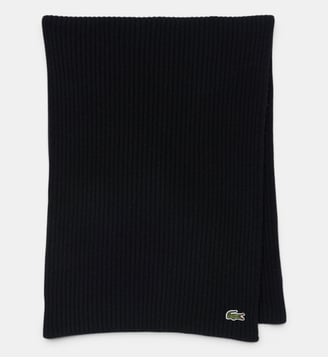 Écharpe laine côtelée - Lacoste - Noir