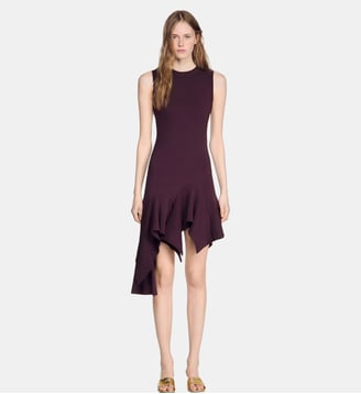 Robe en maille asymétrique - Sandro - Marron