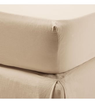Cache Sommier  Satin de coton lavé uni à nouettes - Madura - Beige nude