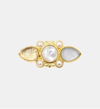 Broche Océane  doré à l'or fin - Oceane - Satellite - Blanc