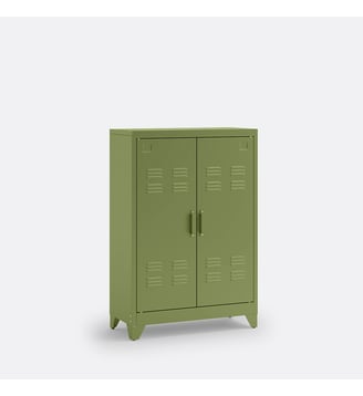 Armoire basse 2 portes en métal acier - La Redoute Interieurs - Vert kaki