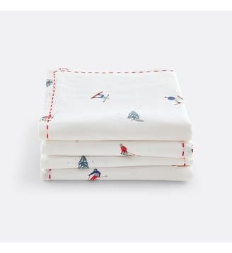 Lot 4 serviettes de table, coton lavé - La Redoute Interieurs - Imprimé fond écru