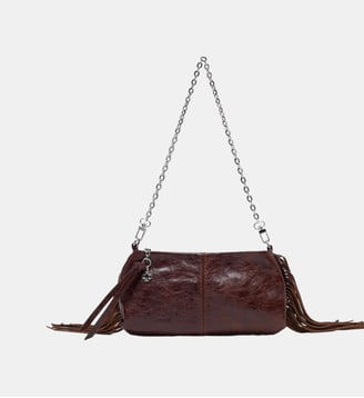 Pochette Miss M pouch en cuir vernis - Maje - Marron foncé