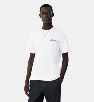 T-shirt fabriqué en France signature brodée - Lacoste - Blanc