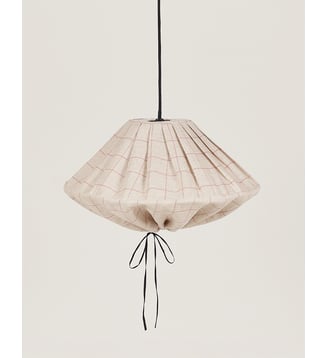 Abat-jour pour suspension en lin français diam. 50cm Yumi - Nobodinoz - Carmine grid