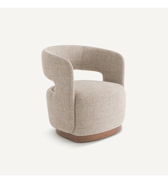 Fauteuil pivotant base noyer, tissu chiné - AM.PM - Marron glacé