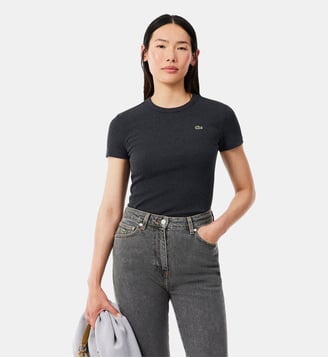 T-shirt slim fit coton côtelé - Lacoste - Gris
