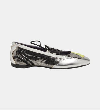 D-Mile-Ballerines à lacets métalliques - Diesel - Gris argenté et noir