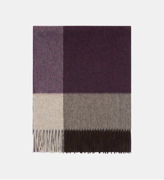 Écharpe cachemire à franges tartan - Bompard - Mûre