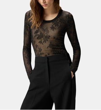 T-shirt en dentelle florale - Pinko - Limousine noire