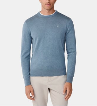 Pull droit en maille fine - Hackett London - Bleu