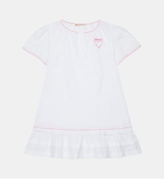 Robe avec broderie cœur et volants - Marni - Blanc