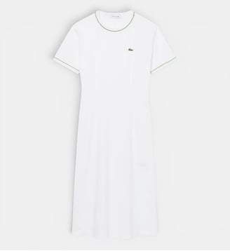 Robe t-shirt jersey liserés - Lacoste - Blanc et vert