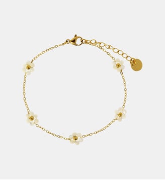 Bracelet  Suzanne avec fleurs à pierres fines - Les Cléias - Blanc