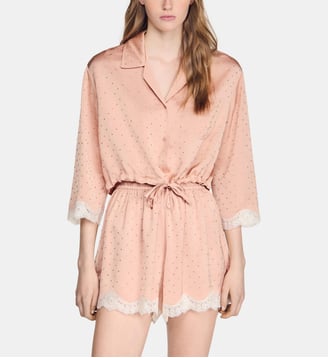 Chemise courte à strass - Sandro - Nude