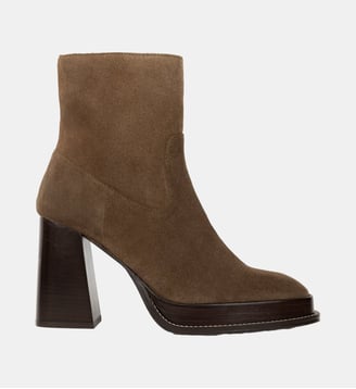 Boots Talon Haut Marnie Cuir Suédé - Bobbies - Kaki