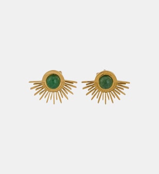 Boucles d'oreilles pierre d'aventurine et acier inoxydable - Balaboosté - Doré