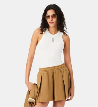 Débardeur maille côtelée badge slim fit - Lacoste - Blanc