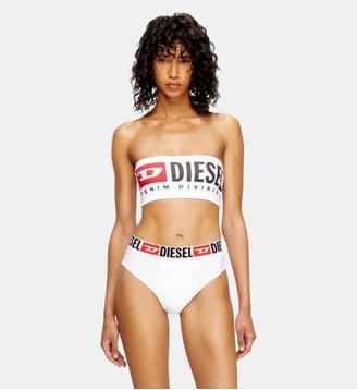 Soutien-gorge sans bretelles avec maxi logo - Diesel - Blanc