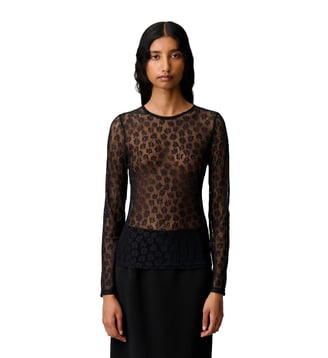 T-shirt manches longues dentelle - Claudie Pierlot - Noir