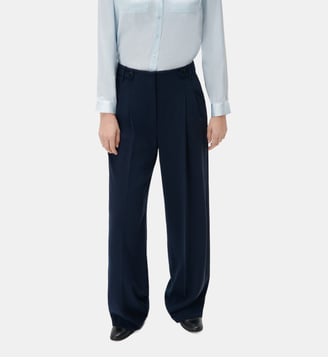 Pantalon presley - Motif uni - Polyester - Coupe large - Caroll - Bleu marine