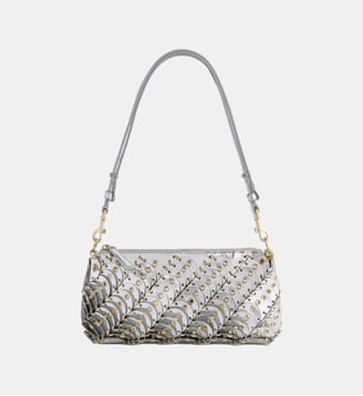 Petit sac Baguette en cuir avec œillets ton sur ton - Rabanne - Argent et doré
