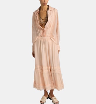 Jupe hopi en mousseline unie - Momonì - Rose