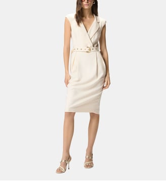 Robe portefeuille midi ceinturée - Pinko - Blanc cygne