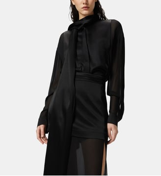 Chemise transparente élégante avec empiècement en satin - Pinko - Noir